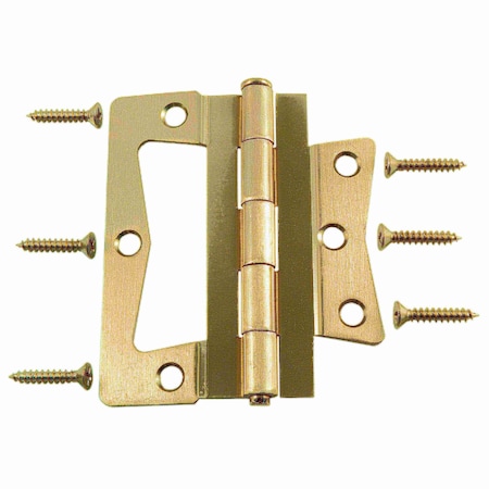 Midwest Fastener 4" Satin Nickel Plated Steel Non-Mortise Hinges 37386